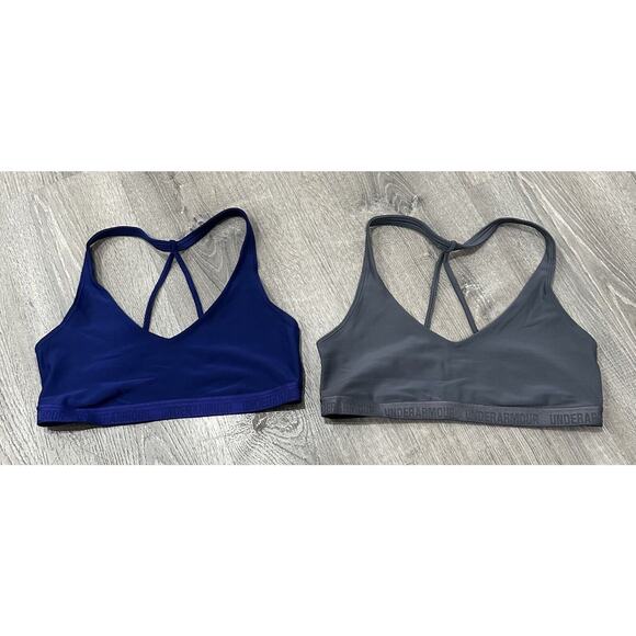 Under Armour Sports Bra Women's M Navy and Gray Strappy Compression 2x Lot Bra - Picture 2 of 10